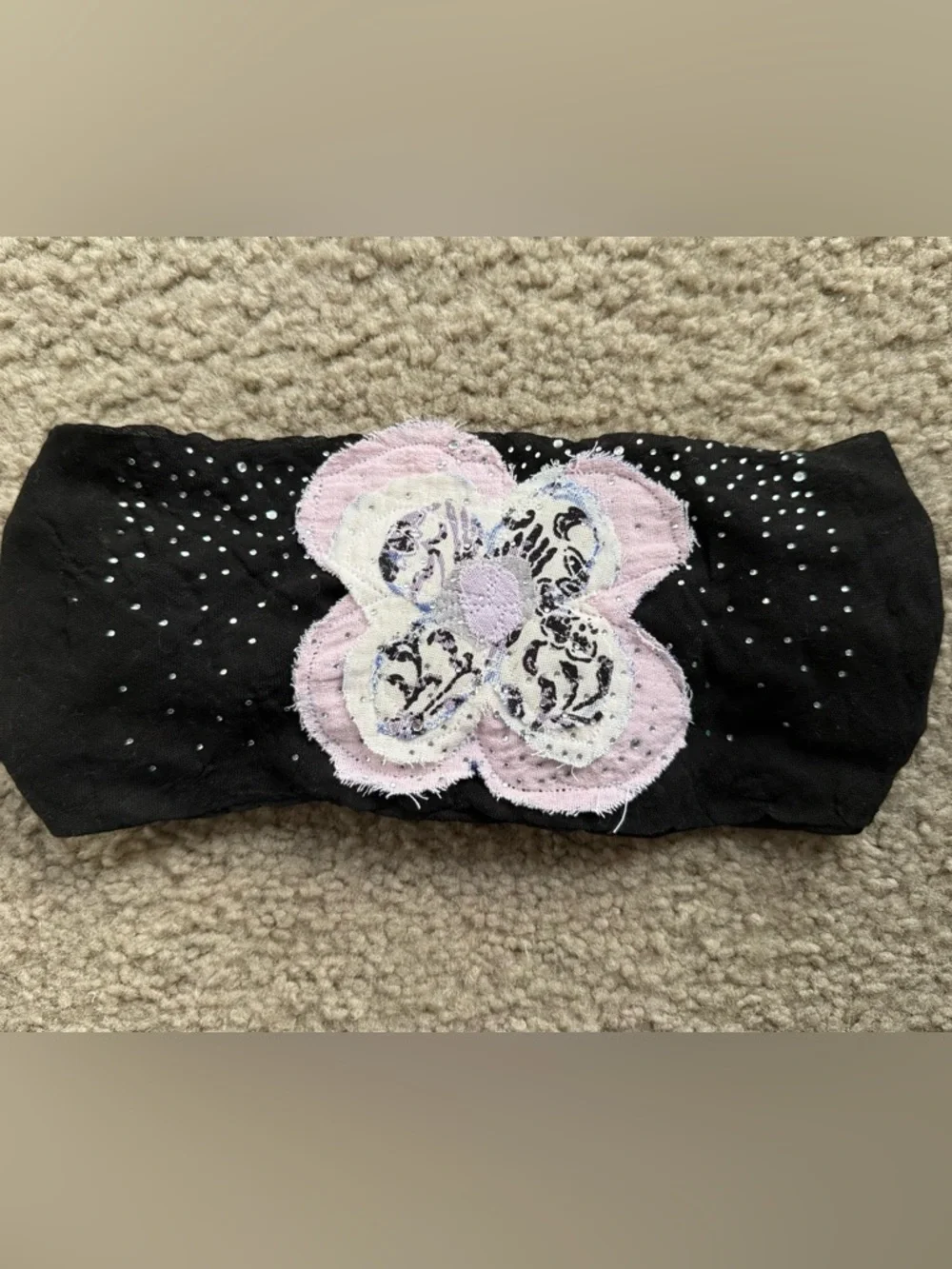 Boho Patchwork Wide Headbands Duo, Fits All Rhinestone Cotton Linen Hairbands